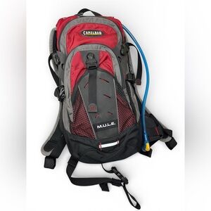 CamelBak M.U.L.E. Backpack - Red Gray Black Hydration Pack Hiking Outdoor Trails